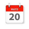 Mayo 20, May 20 date visible on a page a day organizer calendar in spanish Language